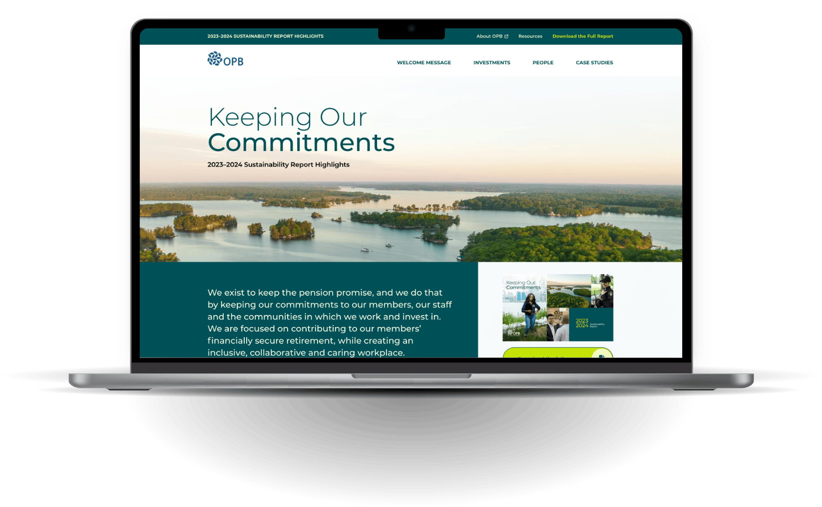 Screenshot of the 2023-2024 Sustainability Report website